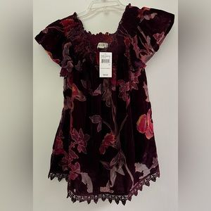 XS Taylor & Sage Floral Velvet off the shoulder top NEW WITH TAGS